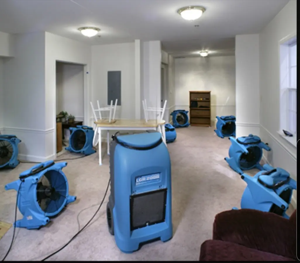 Air movers and dehumidifier setup for Water Extraction & Removal in Atwater