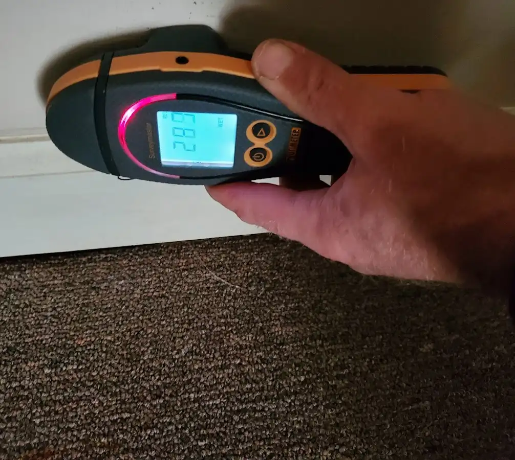 Moisture detection at baseboard during Mold Inspection & Testing in Atwater